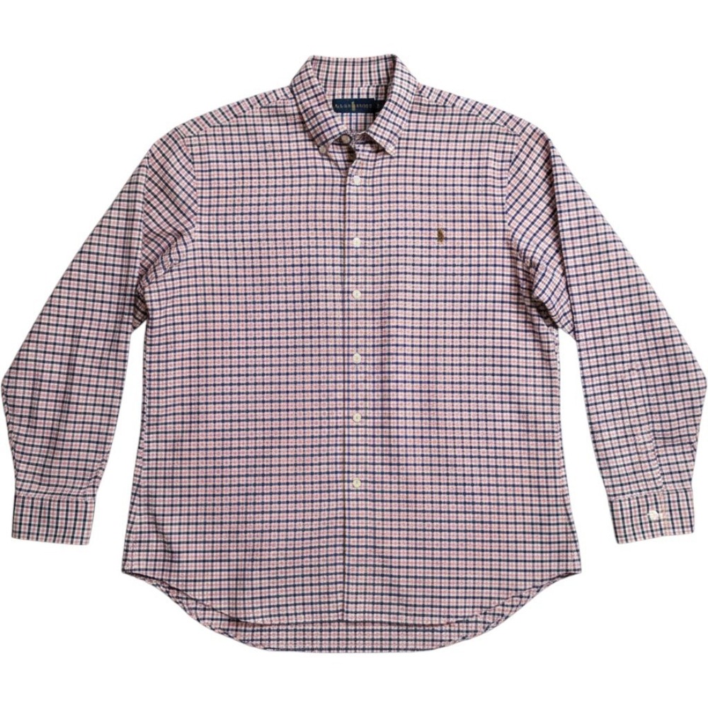 Ralph Lauren Mens Polo Shirt XL Multicolor Plaid Button Down Collar Long Sleeves